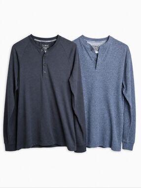 L.L.Bean Men’s Henley Bundle Size S Supima Cotton + Wool Blend Long Sleeve (2)